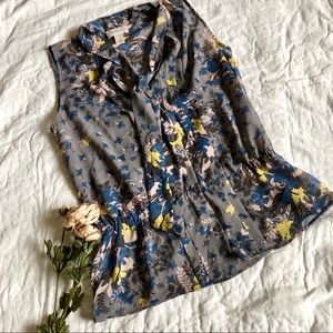 LOFT tie-neck sleeveless blouse